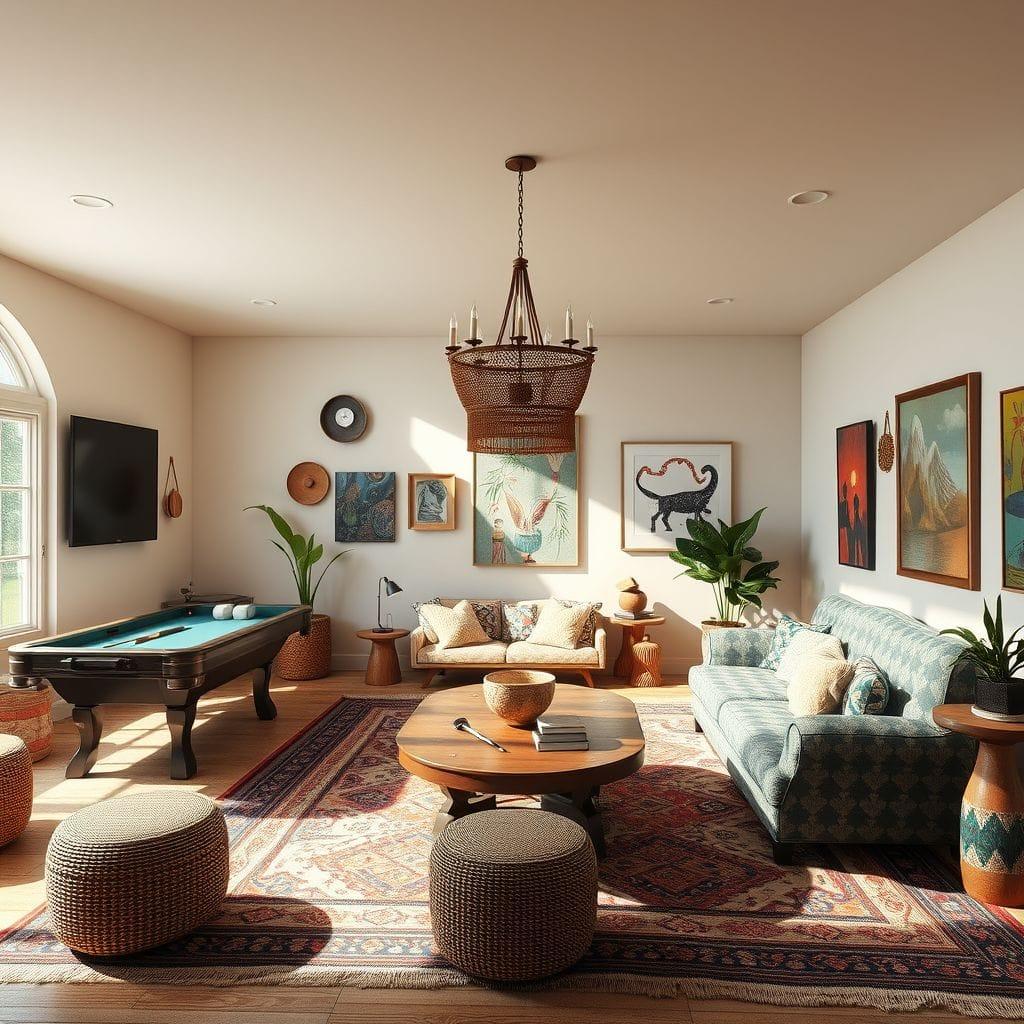 Bohemian game room - AI Generated