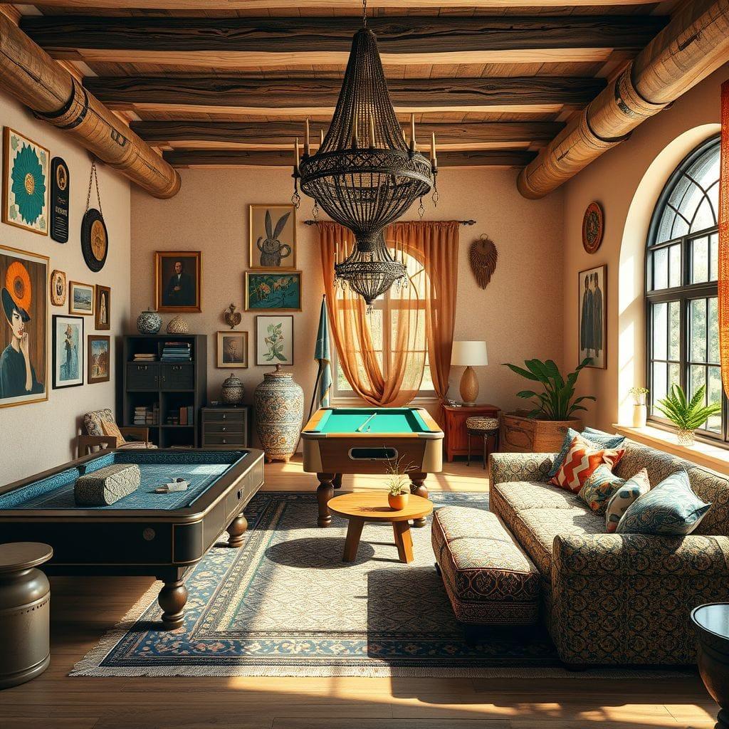 Bohemian game room - AI Generated
