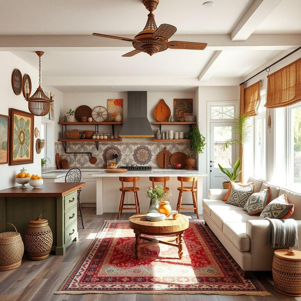 Bohemian kitchen living combo - AI Generated