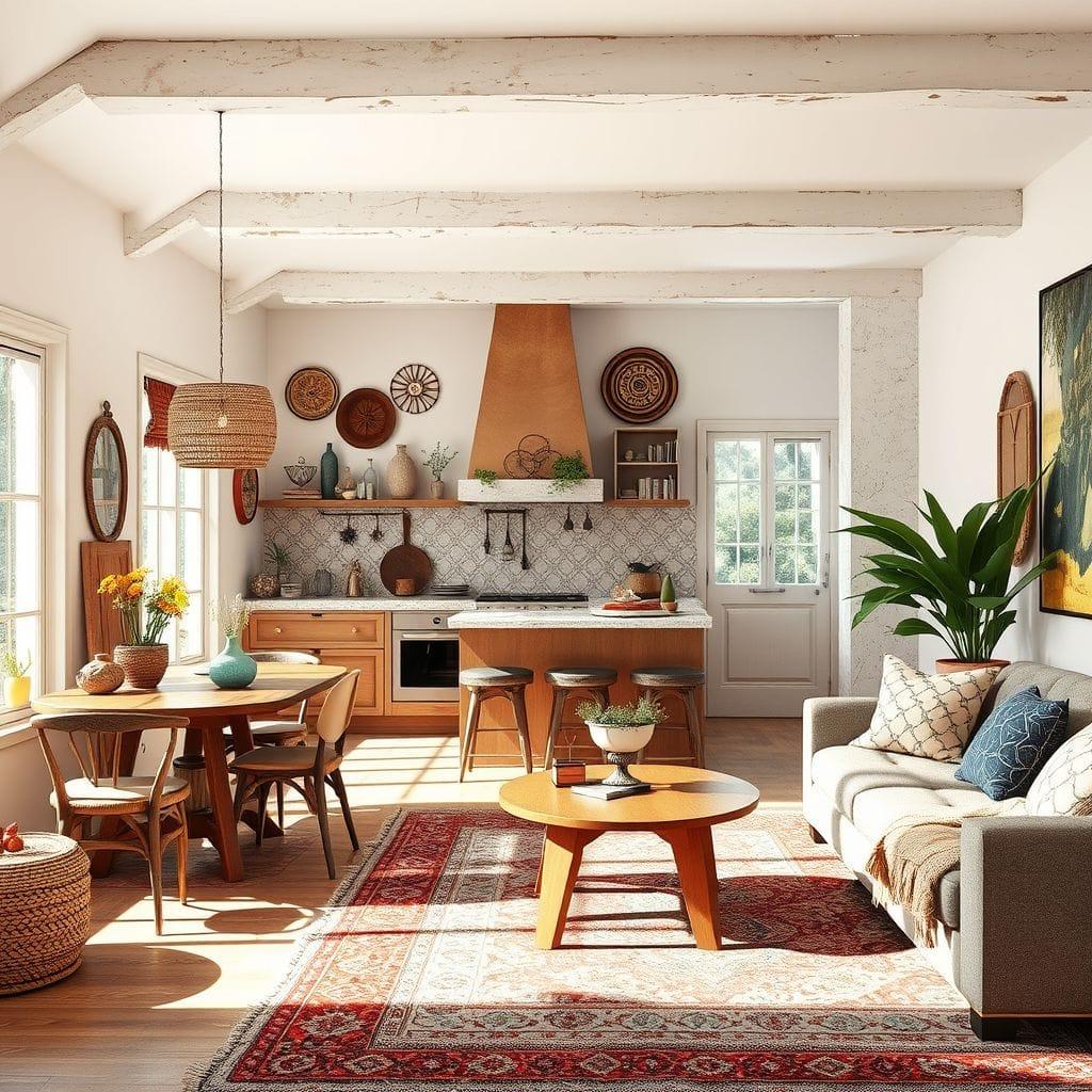 Bohemian kitchen living combo - AI Generated