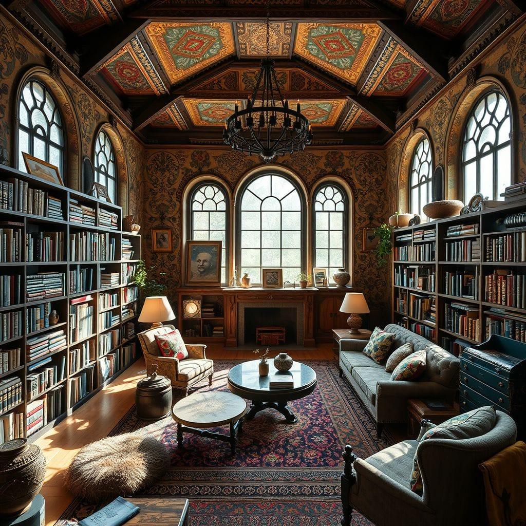 Bohemian library - AI Generated