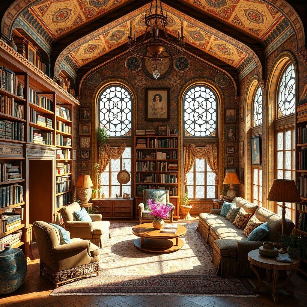Bohemian library - AI Generated
