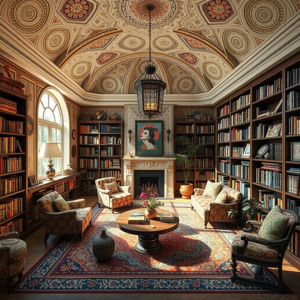Bohemian library - AI Generated