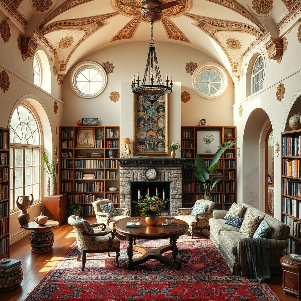 Bohemian library - AI Generated