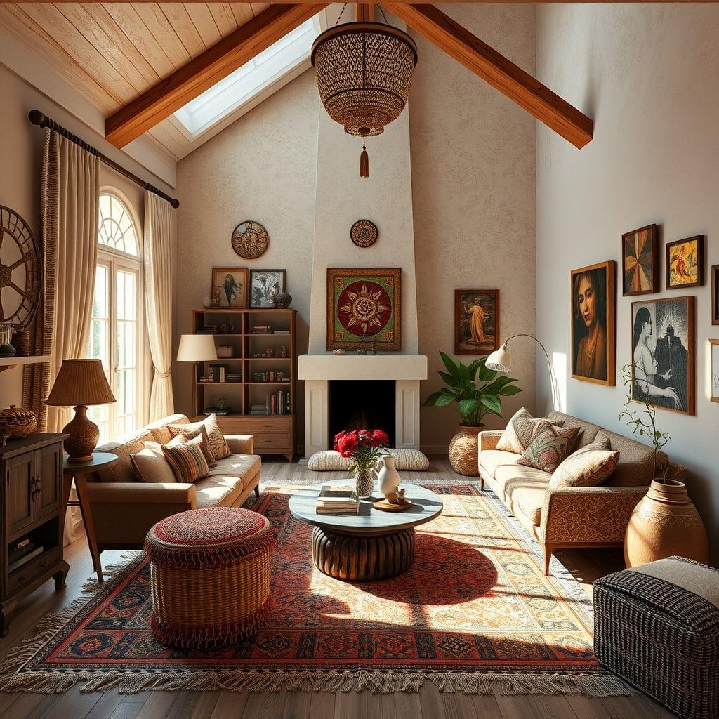 Bohemian living room - AI Generated