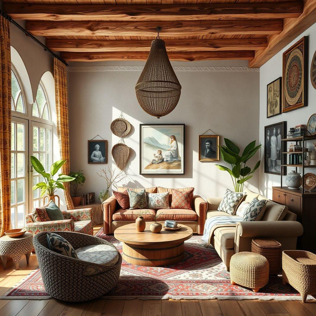 Bohemian living room - AI Generated