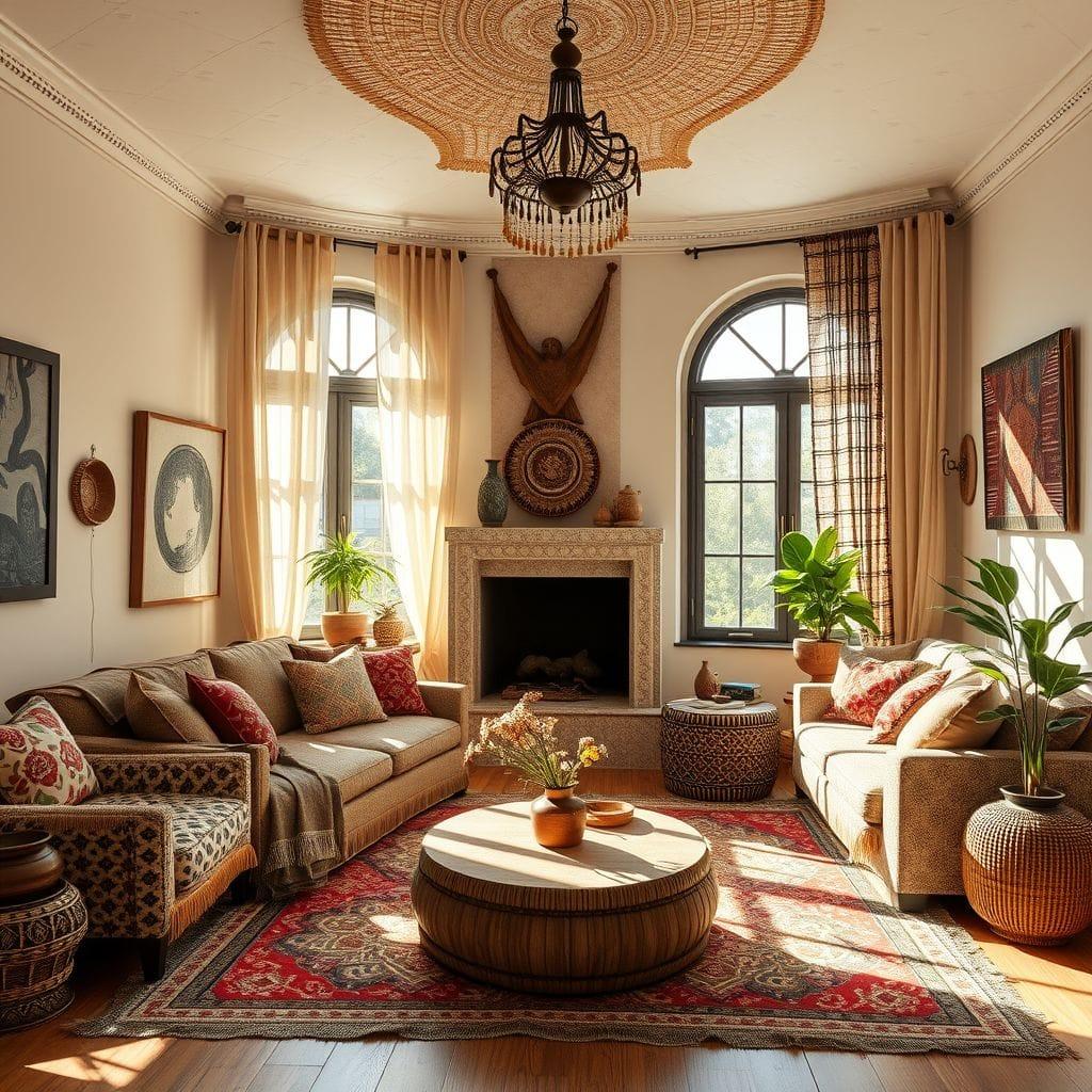 Bohemian living room - AI Generated