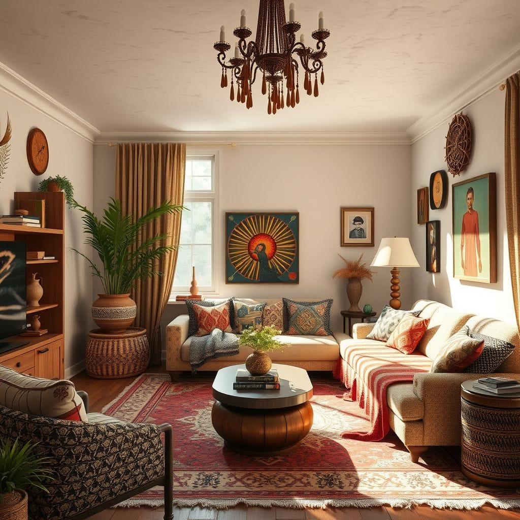 Bohemian living room - AI Generated