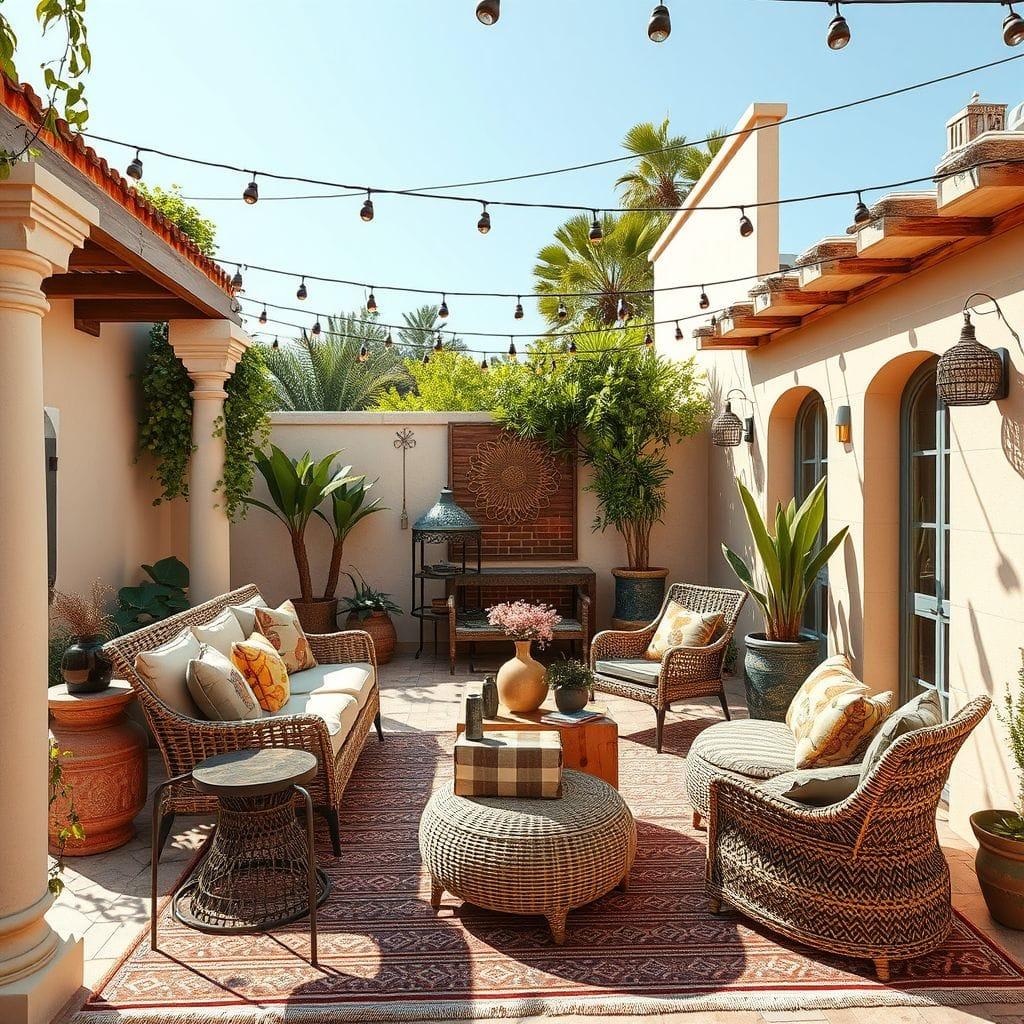 Bohemian outdoor patio - AI Generated