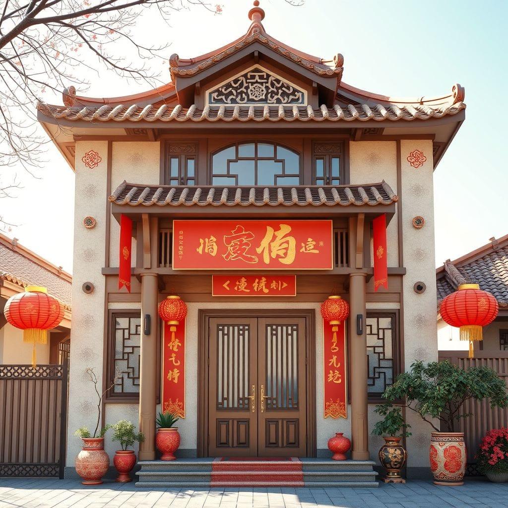 Chinese New Year house exterior - AI Generated