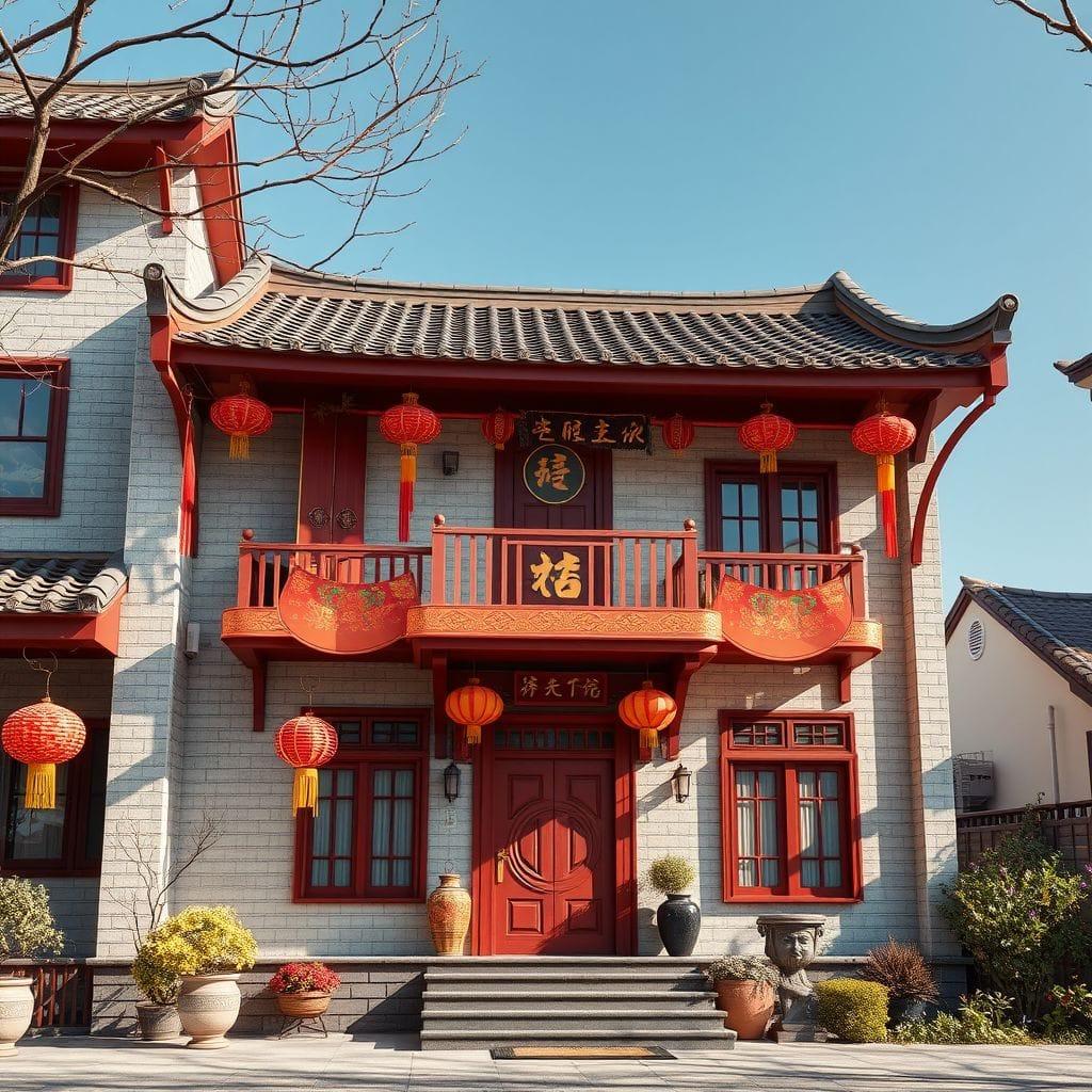 Chinese New Year house exterior - AI Generated