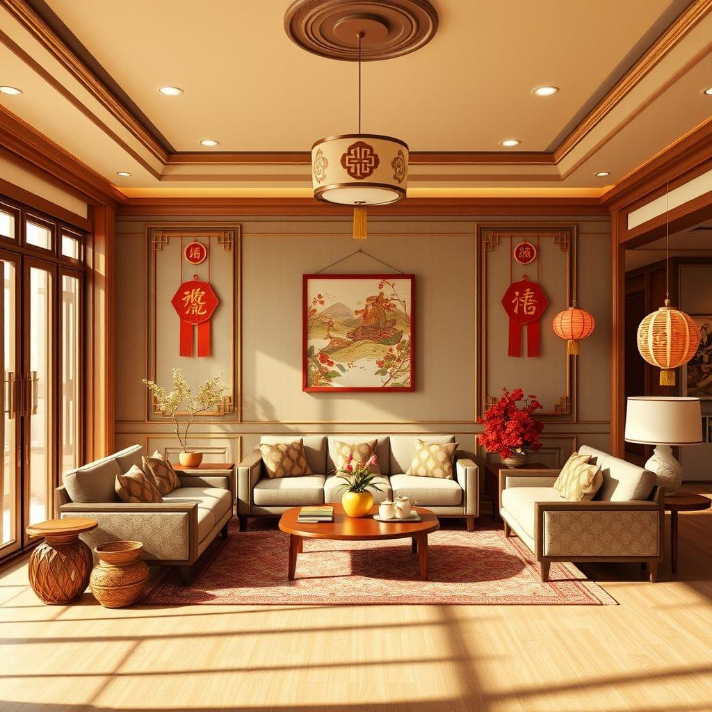 Chinese New Year living room - AI Generated