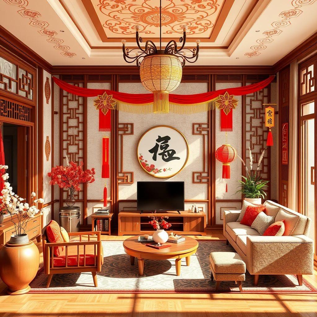 Chinese New Year living room - AI Generated