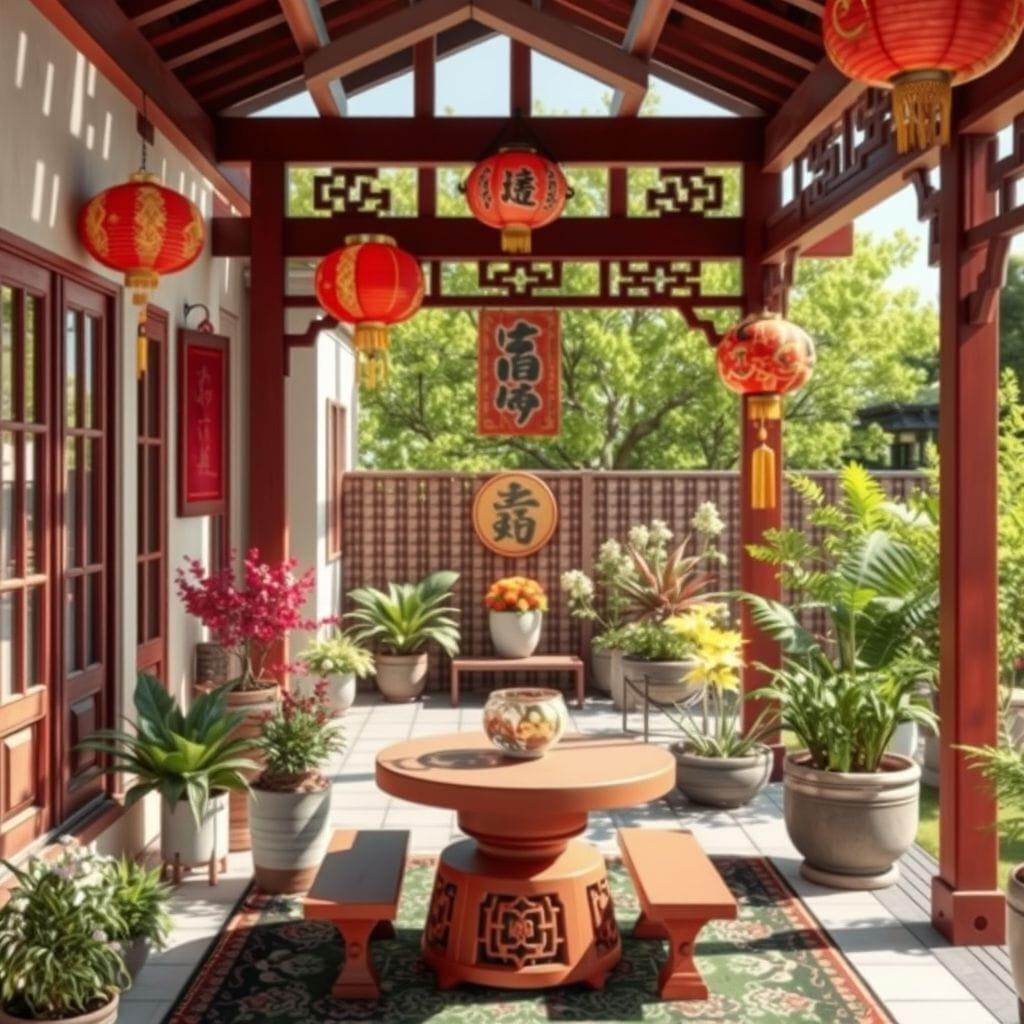 Chinese New Year outdoor garden - AI Generated