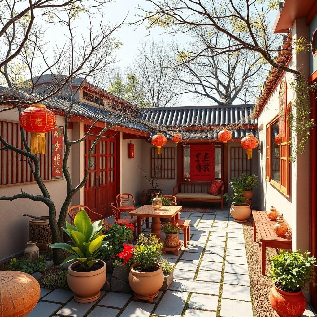 Chinese New Year outdoor garden - AI Generated