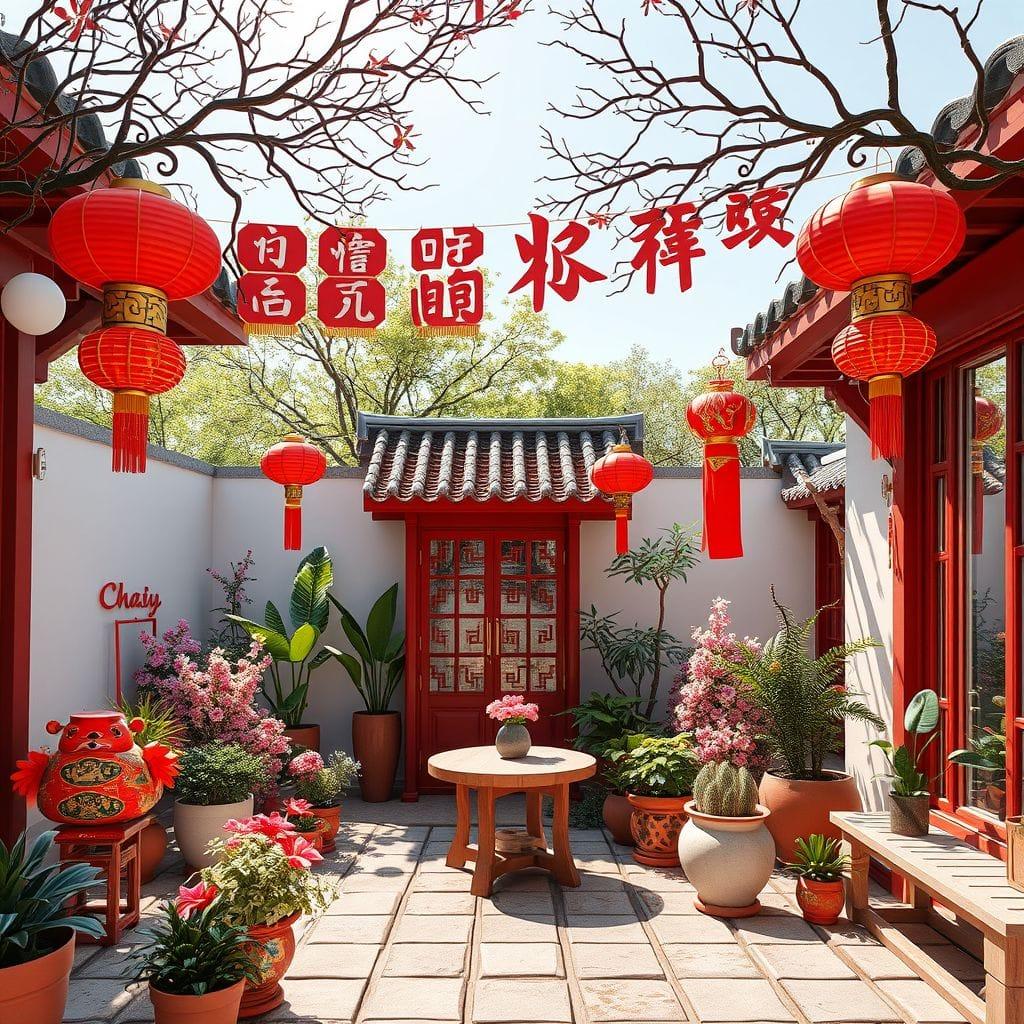 Chinese New Year outdoor garden - AI Generated
