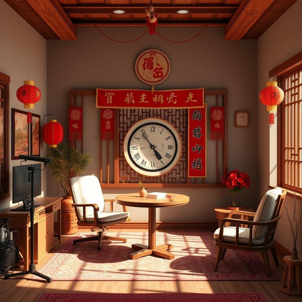 Chinese New Year podcast studio - AI Generated