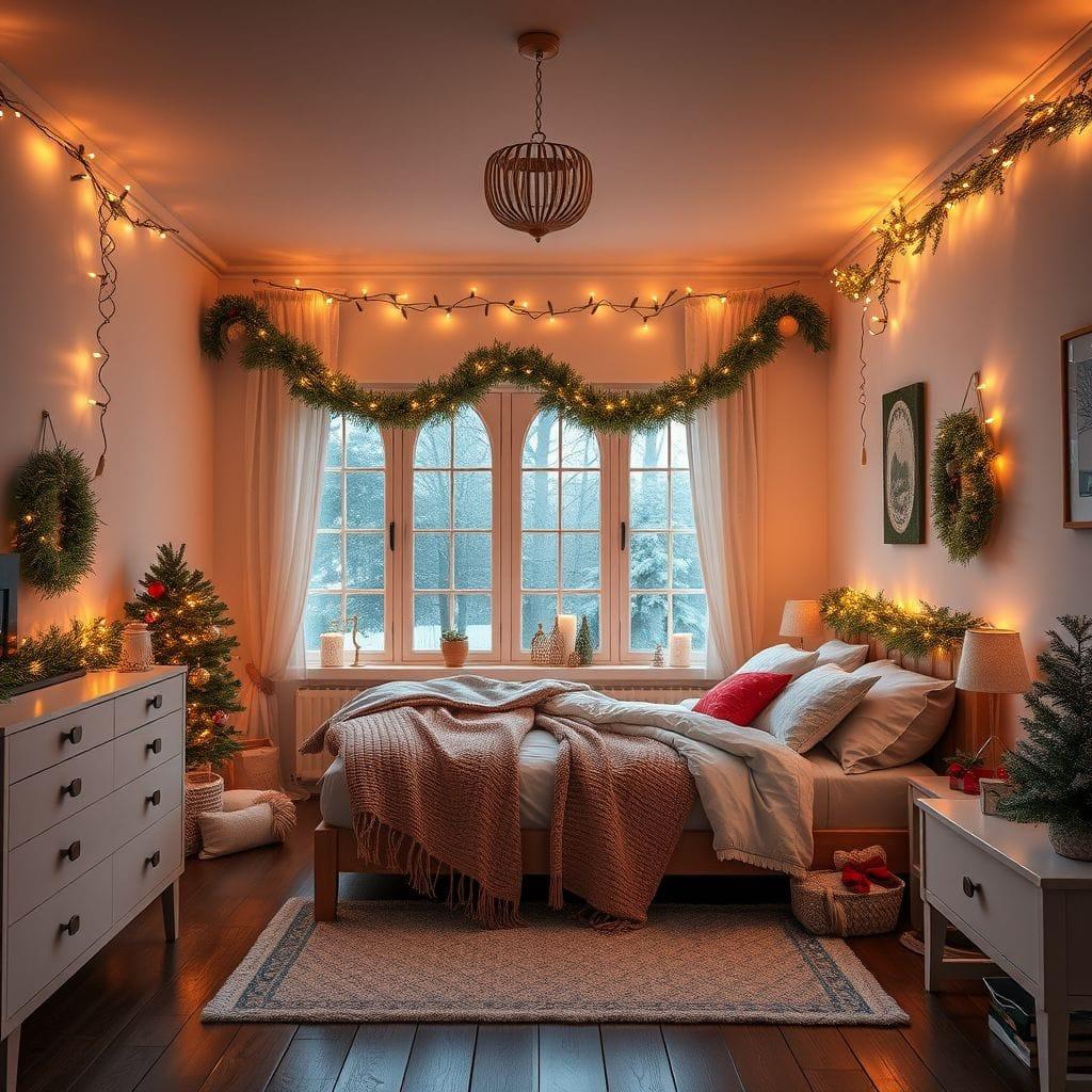 Christmas bedroom - AI Generated
