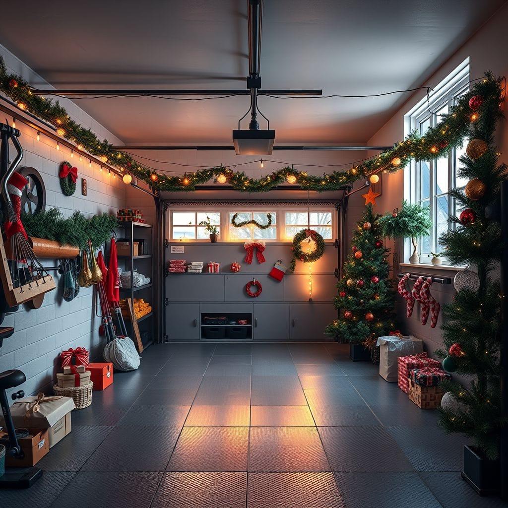 Christmas garage gym - AI Generated