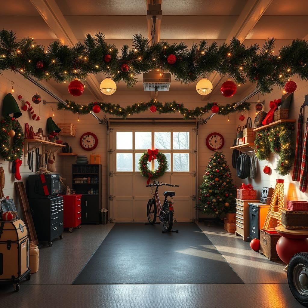 Christmas garage gym - AI Generated