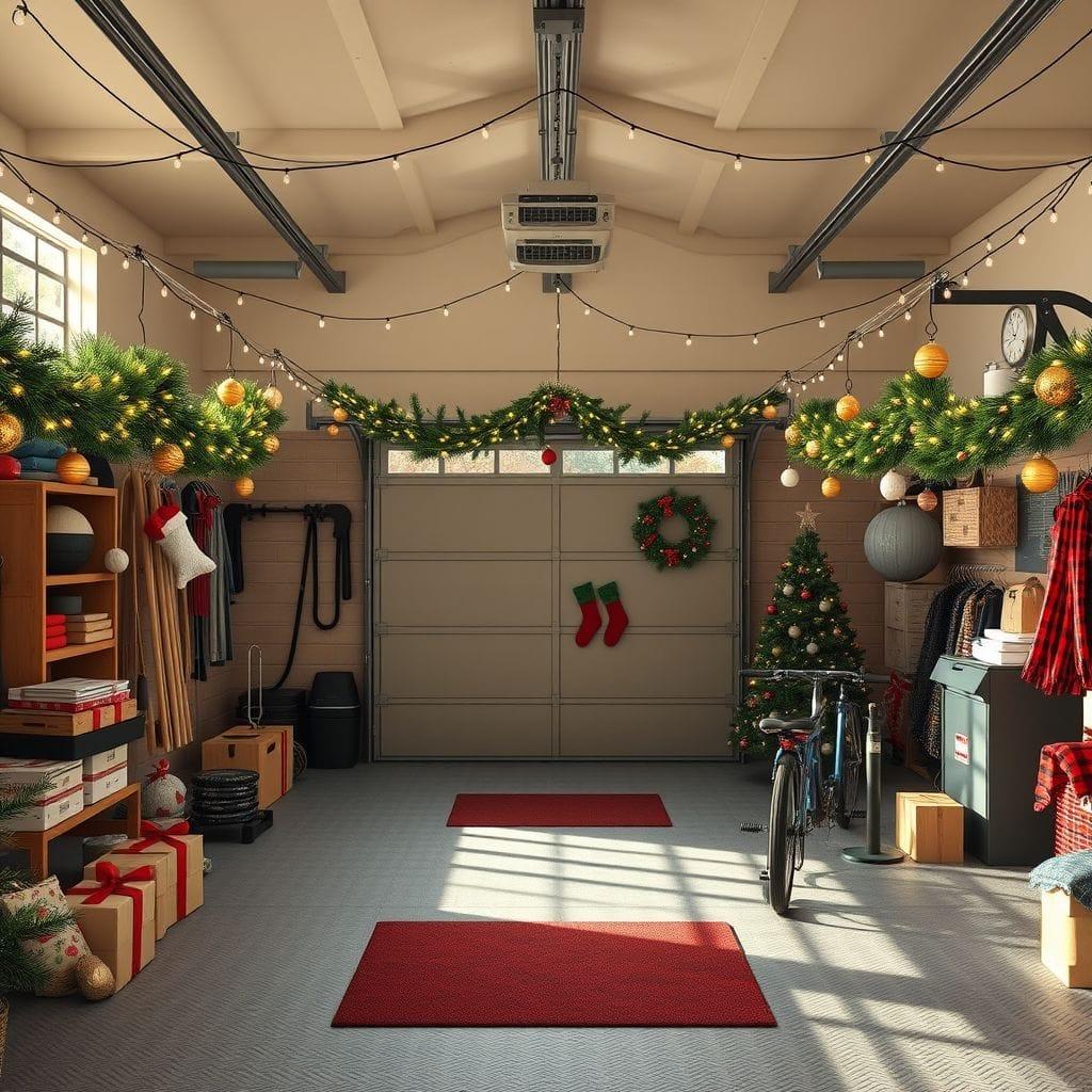 Christmas garage gym - AI Generated