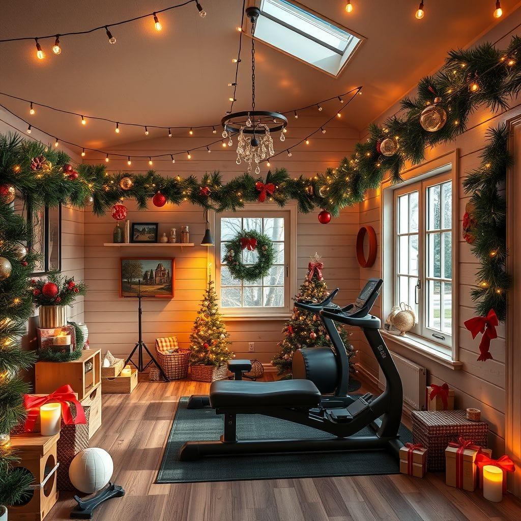 Christmas home gym - AI Generated