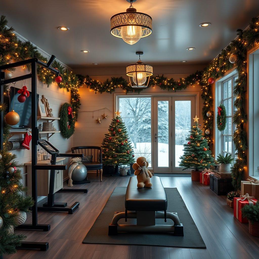 Christmas home gym - AI Generated
