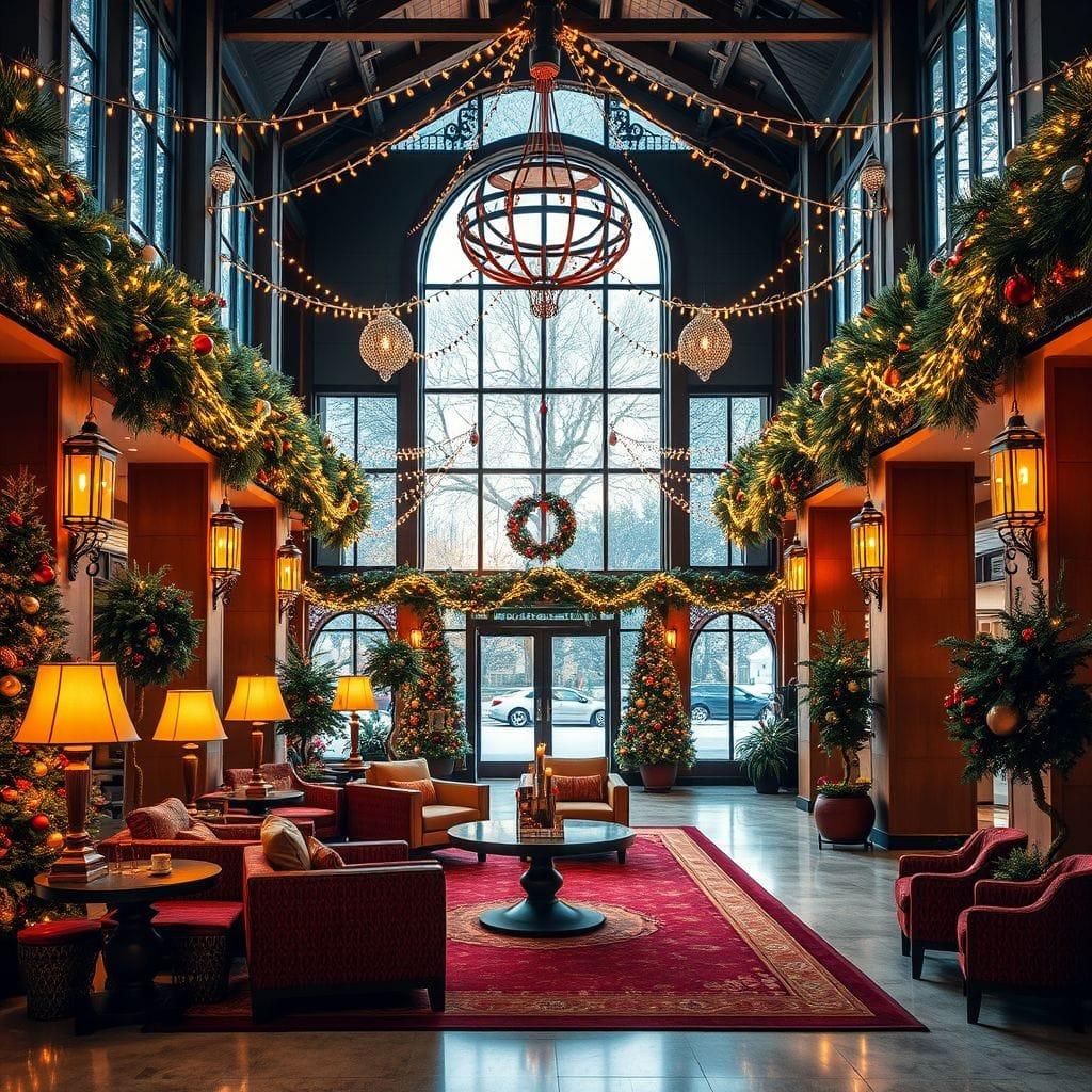 Christmas hotel lobby - AI Generated