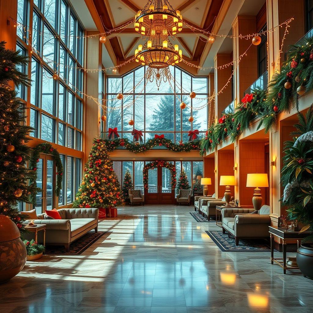 Christmas hotel lobby - AI Generated