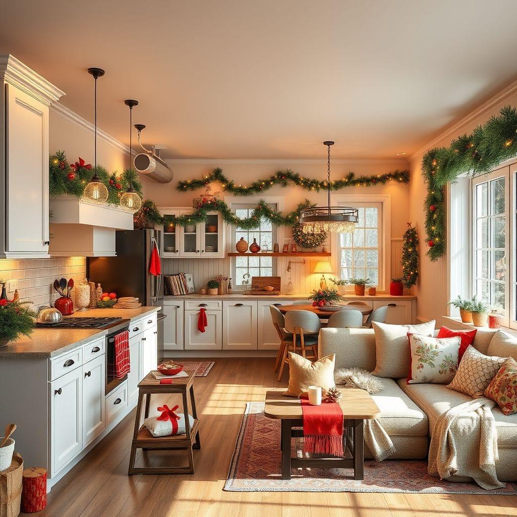 Christmas kitchen living combo - AI Generated