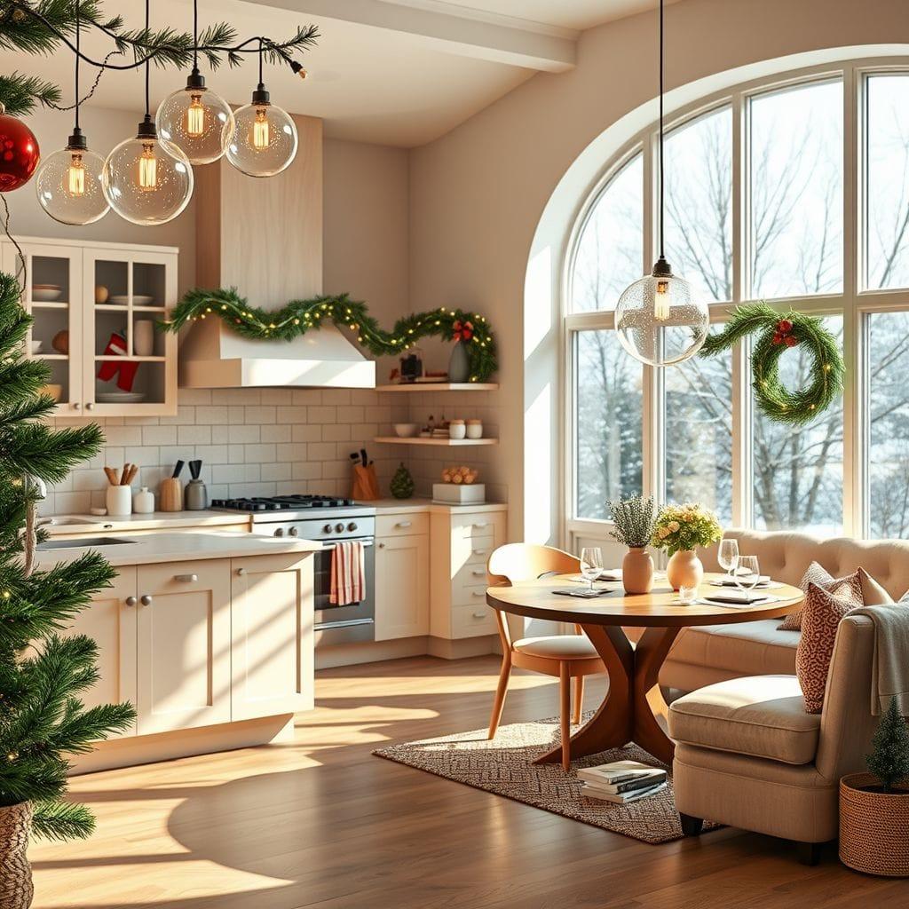 Christmas kitchen living combo - AI Generated