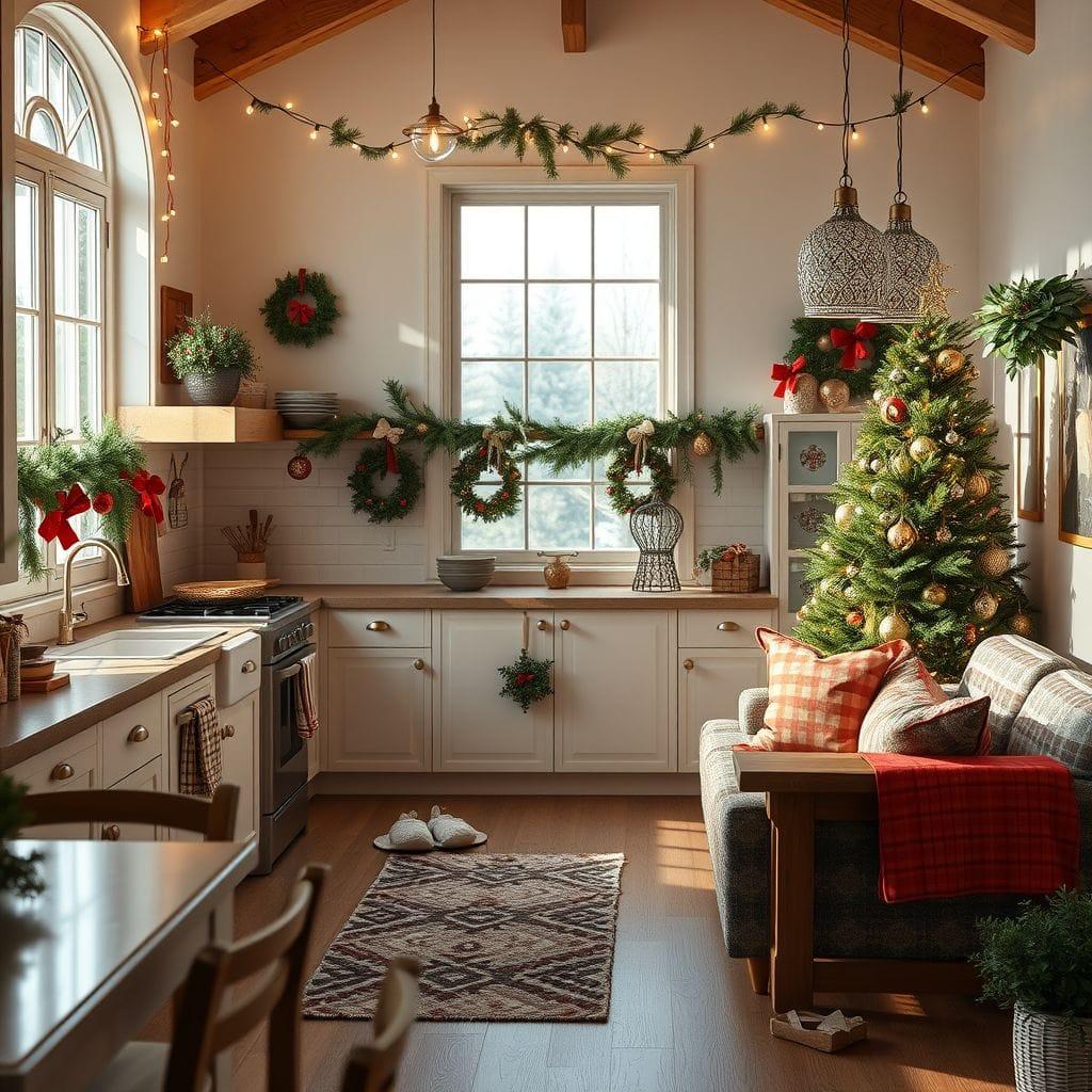Christmas kitchen living combo - AI Generated