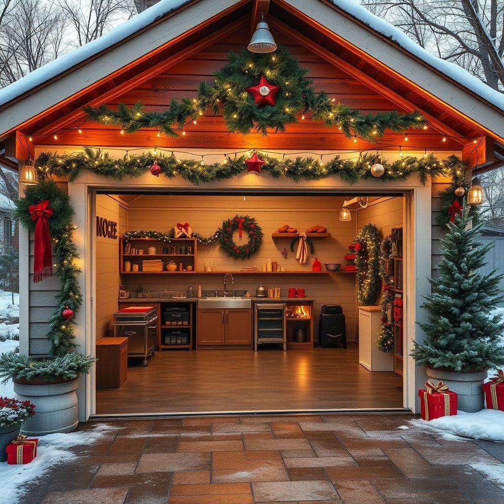 Christmas outdoor garage - AI Generated