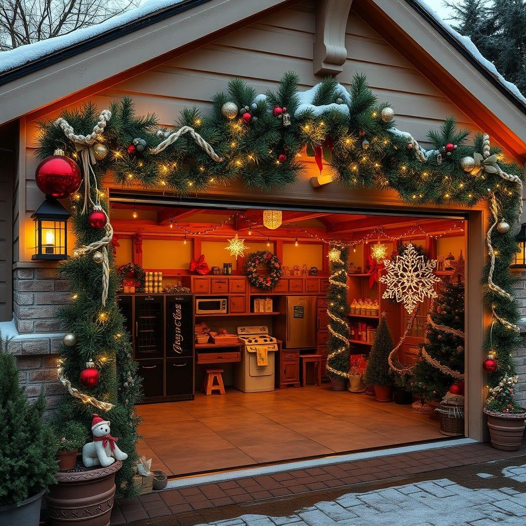 Christmas outdoor garage - AI Generated