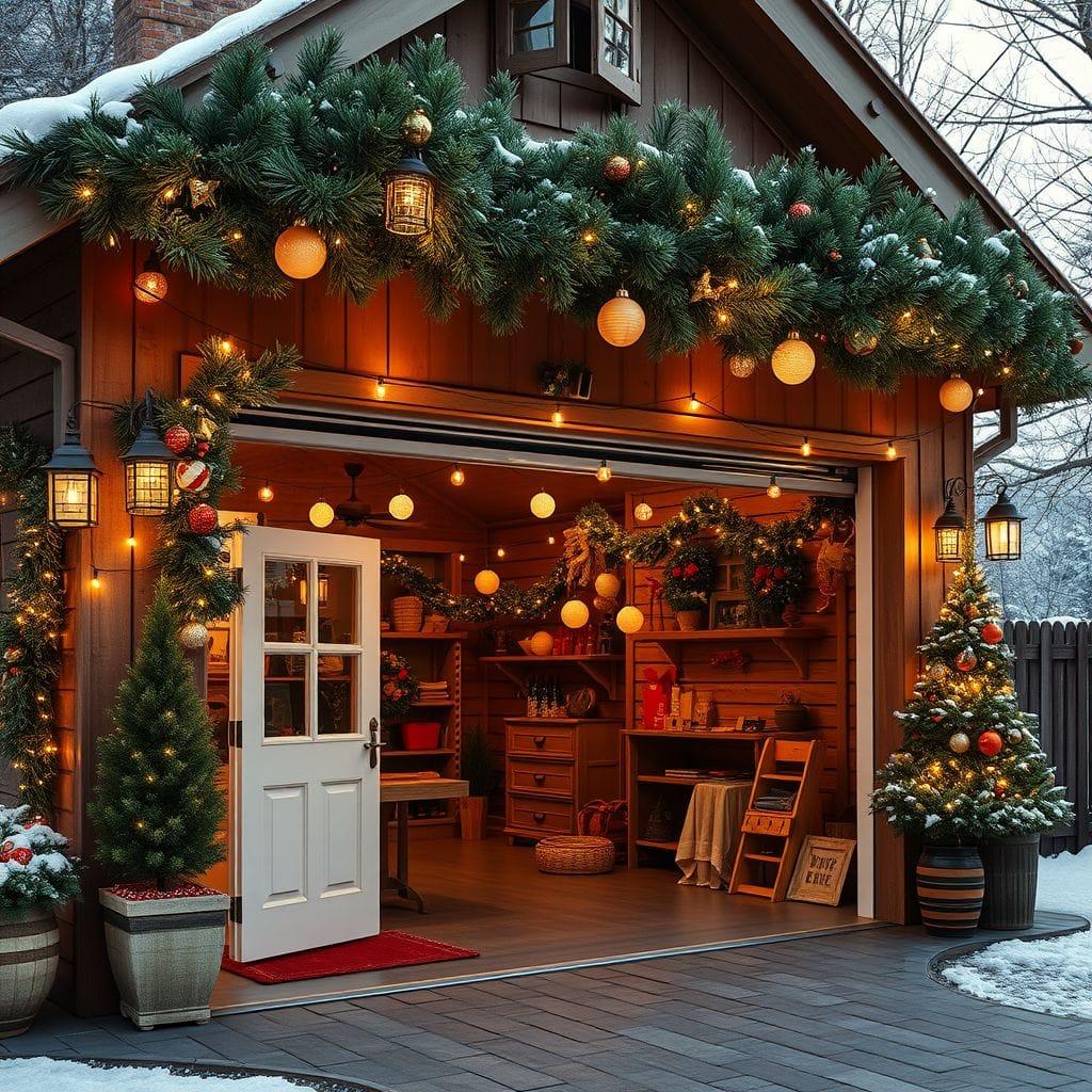 Christmas outdoor garage - AI Generated