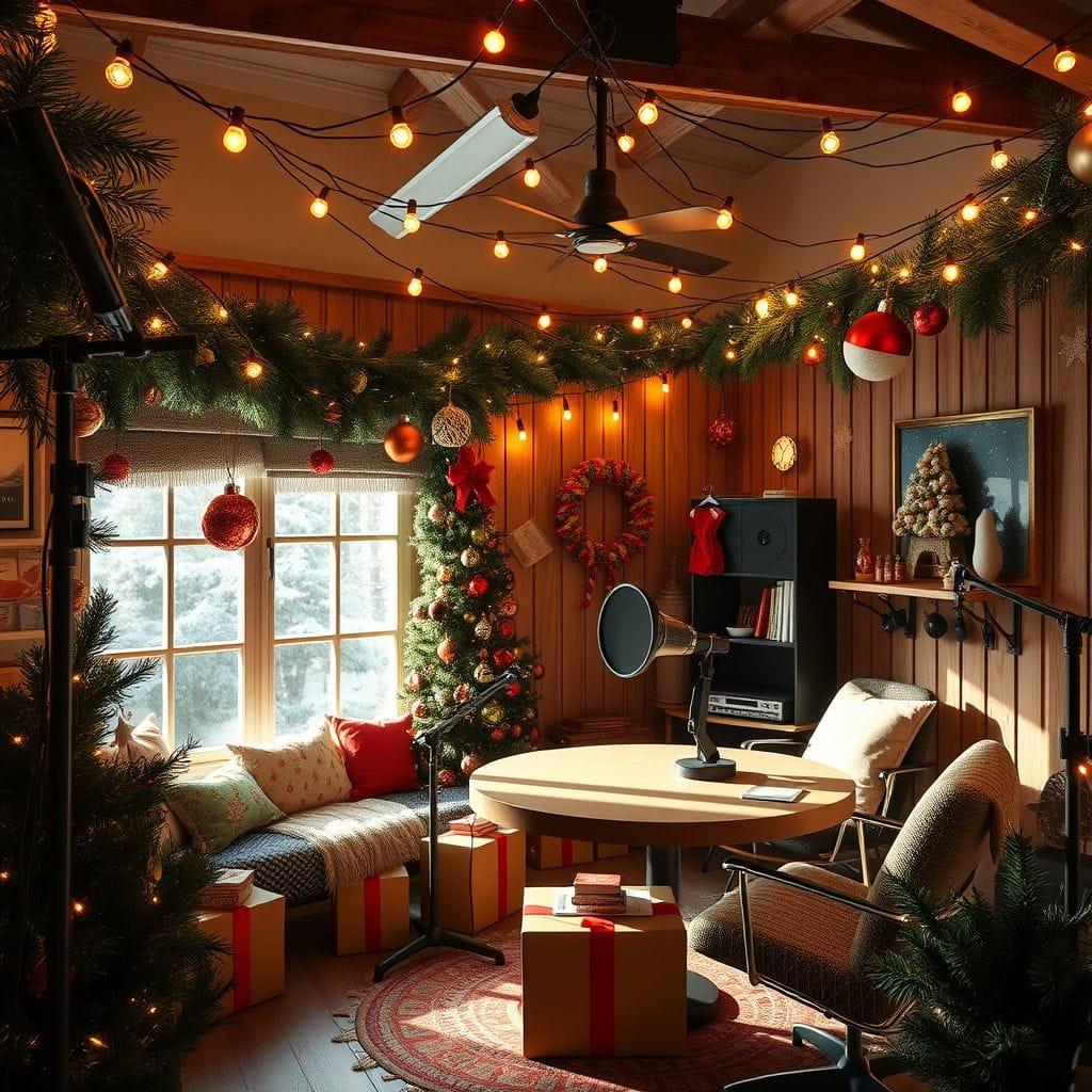 Christmas podcast studio - AI Generated