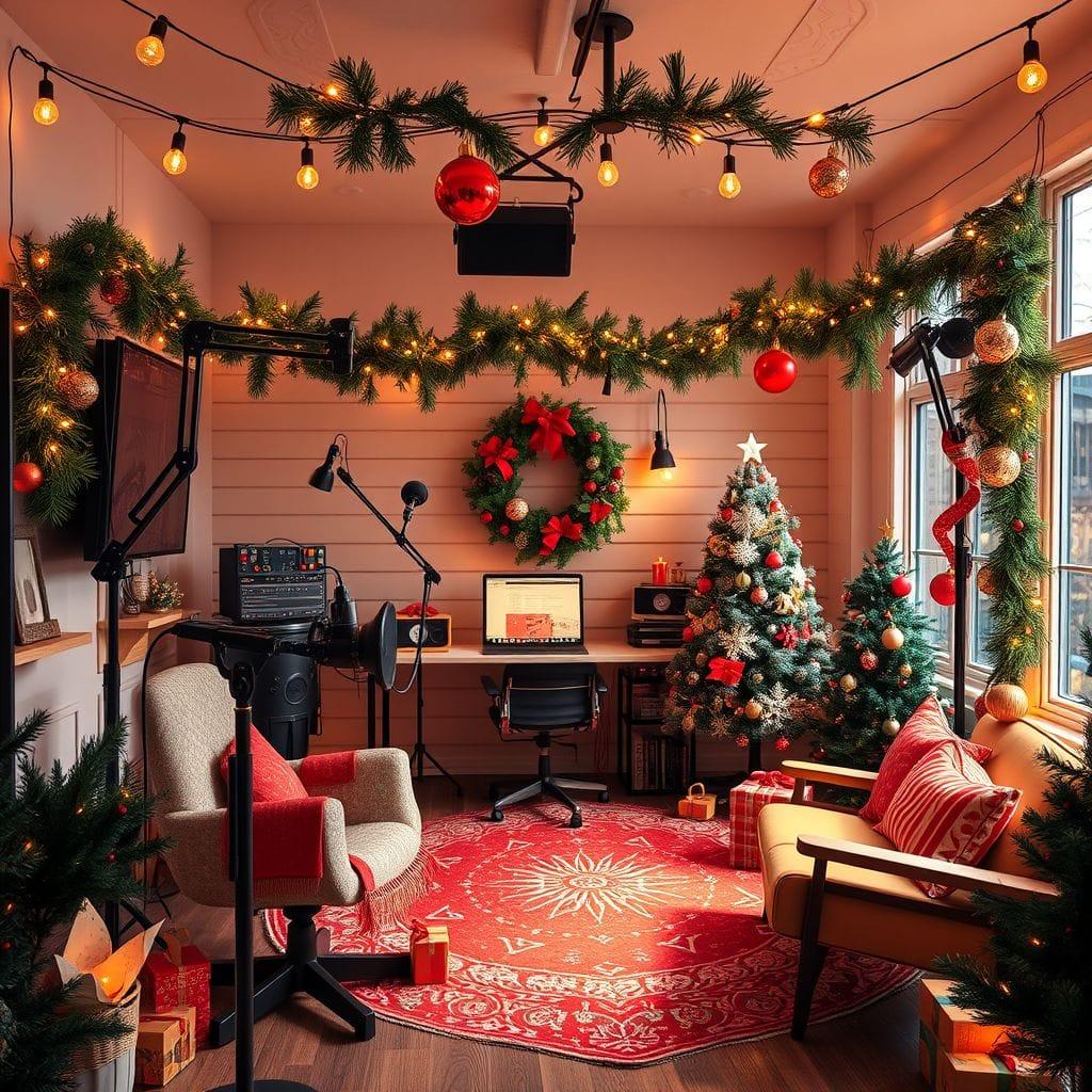 Christmas podcast studio - AI Generated