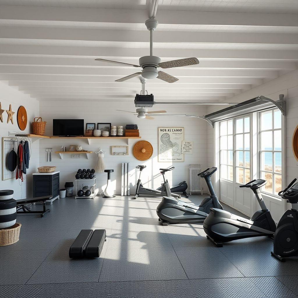 Coastal garage gym - AI Generated