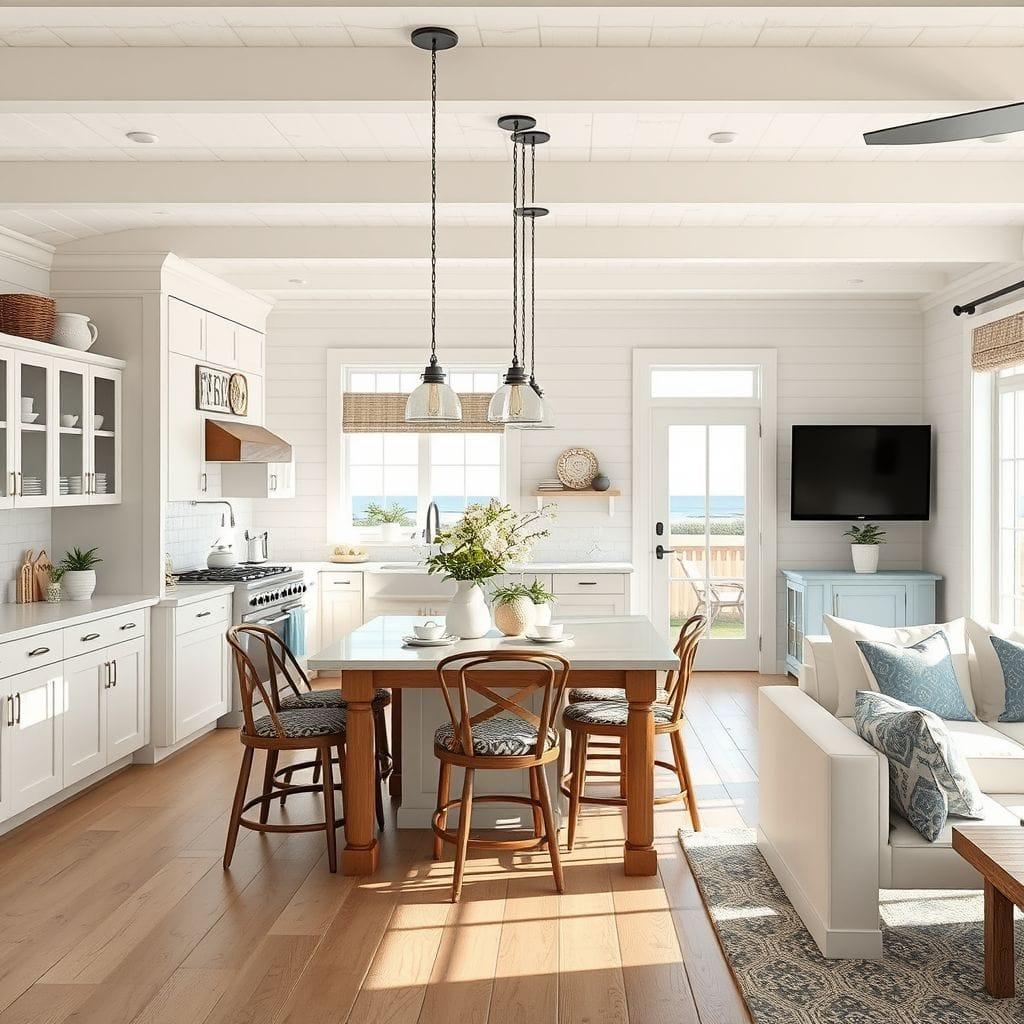 Coastal kitchen living combo - AI Generated