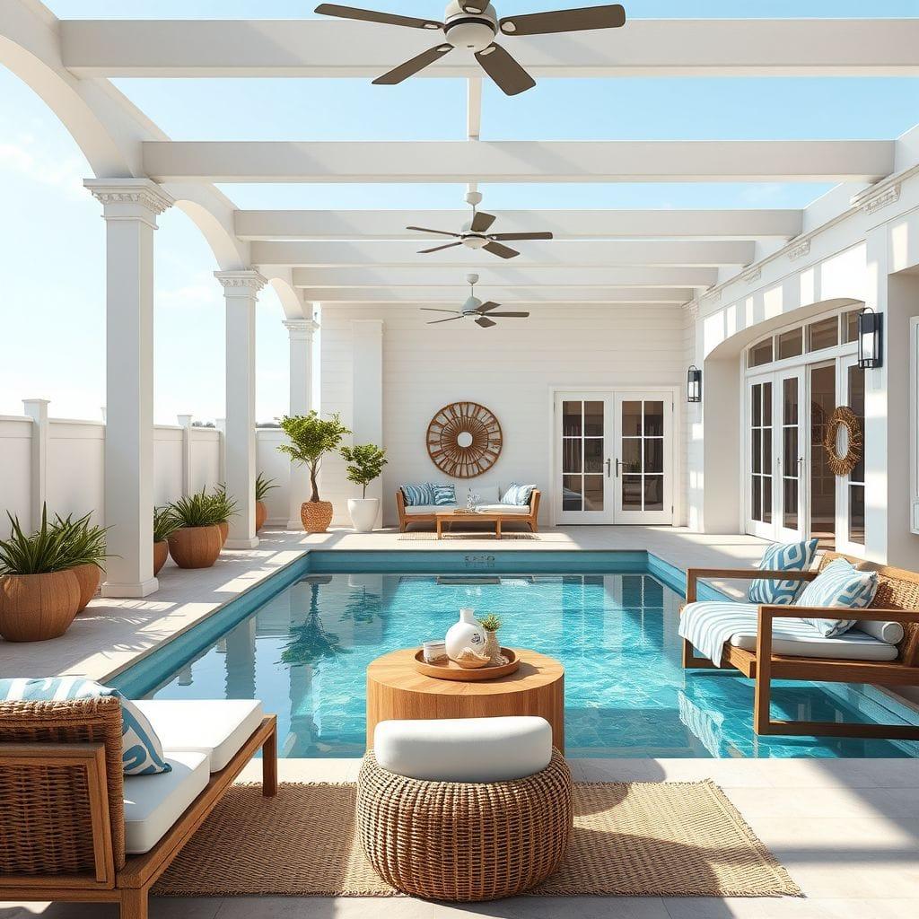 Coastal outdoor pool area - AI Generated