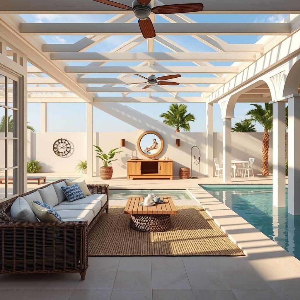 Coastal outdoor pool area - AI Generated