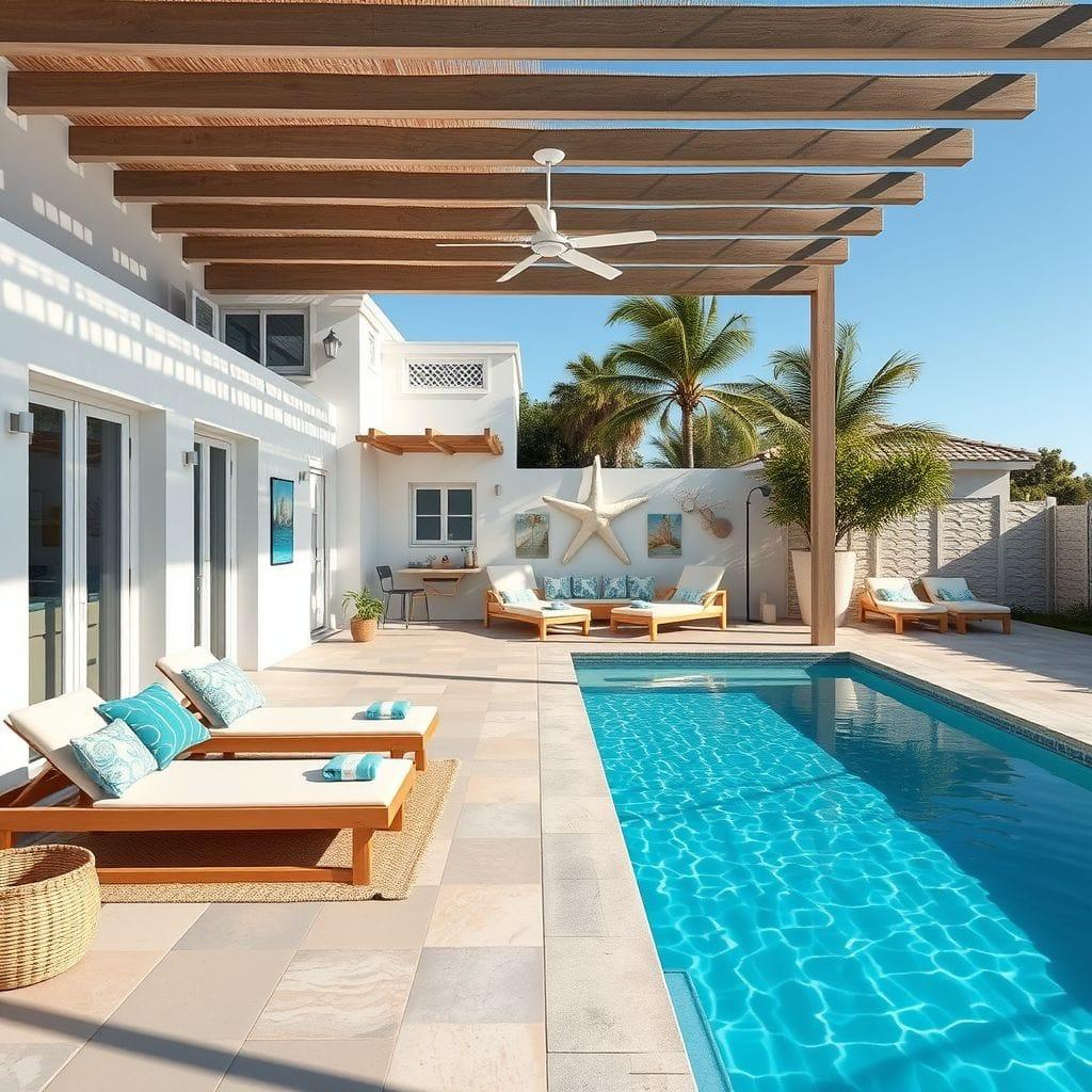 Coastal outdoor pool area - AI Generated