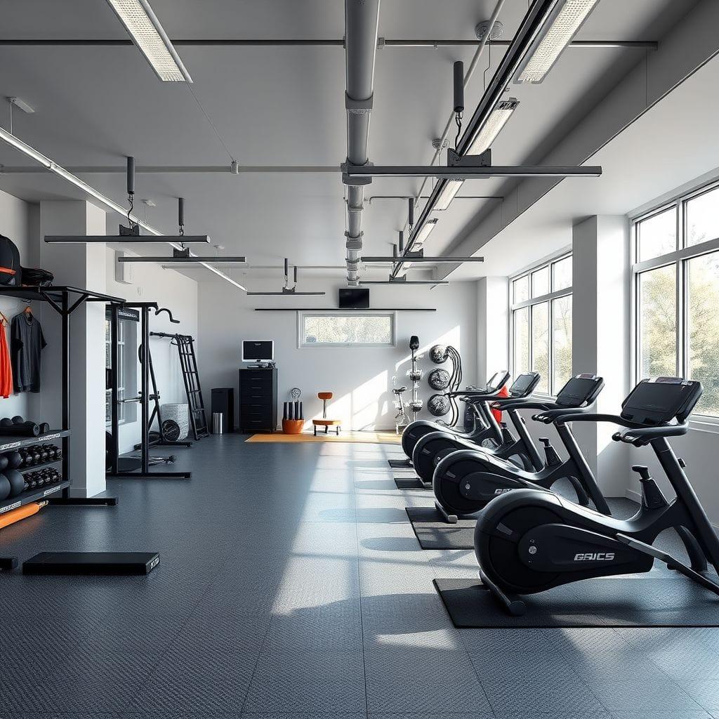 Contemporary garage gym - AI Generated