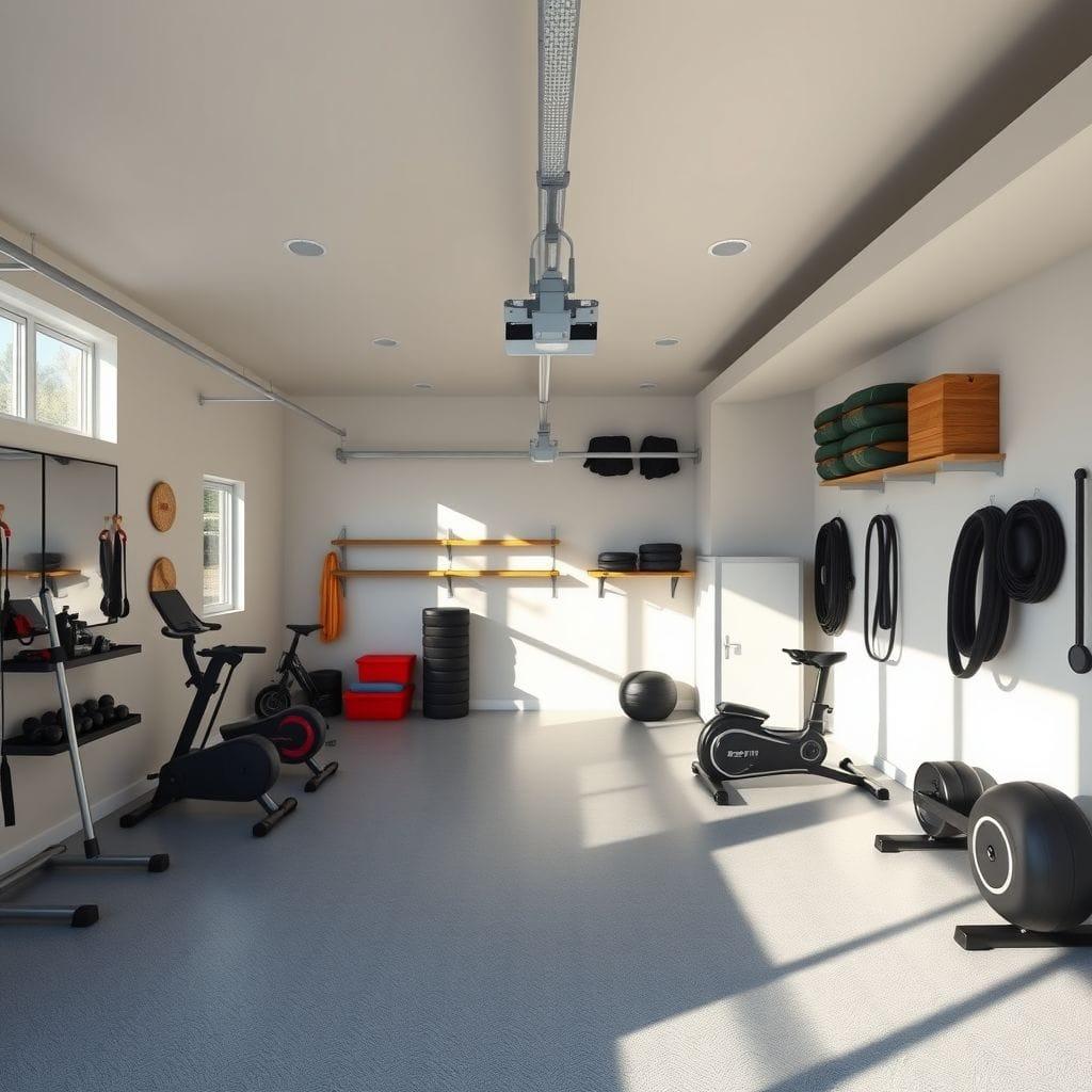 Contemporary garage gym - AI Generated