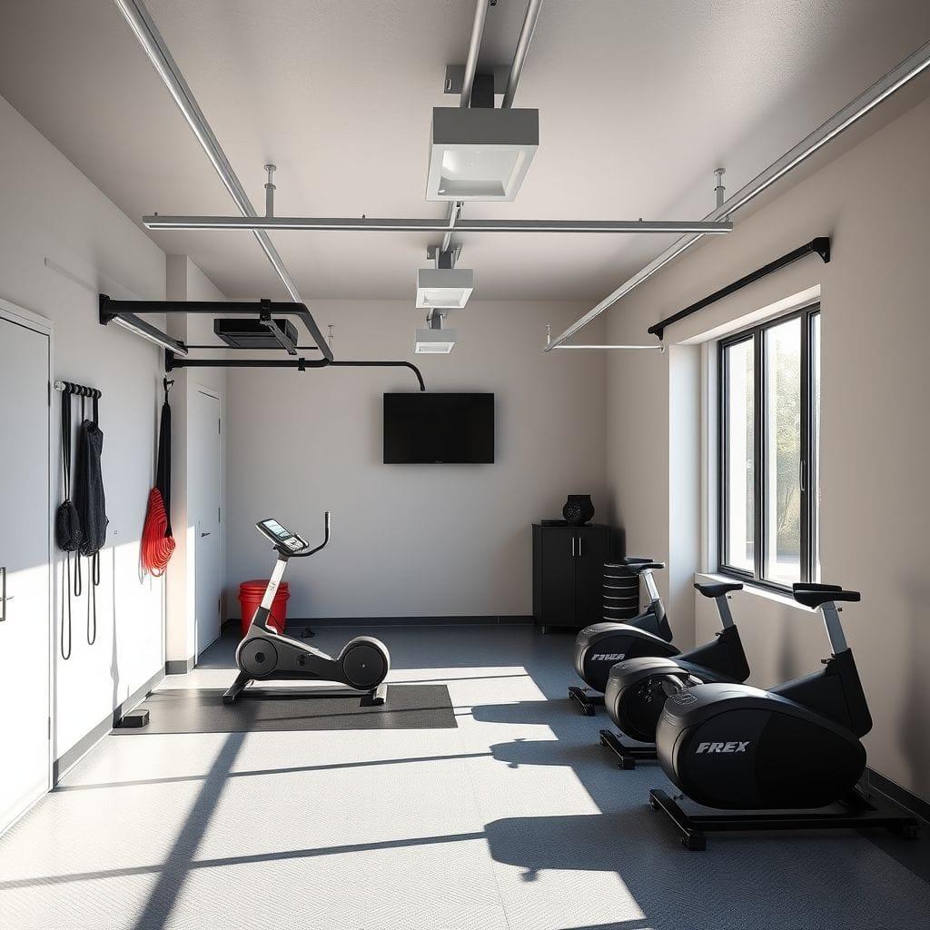 Contemporary garage gym - AI Generated