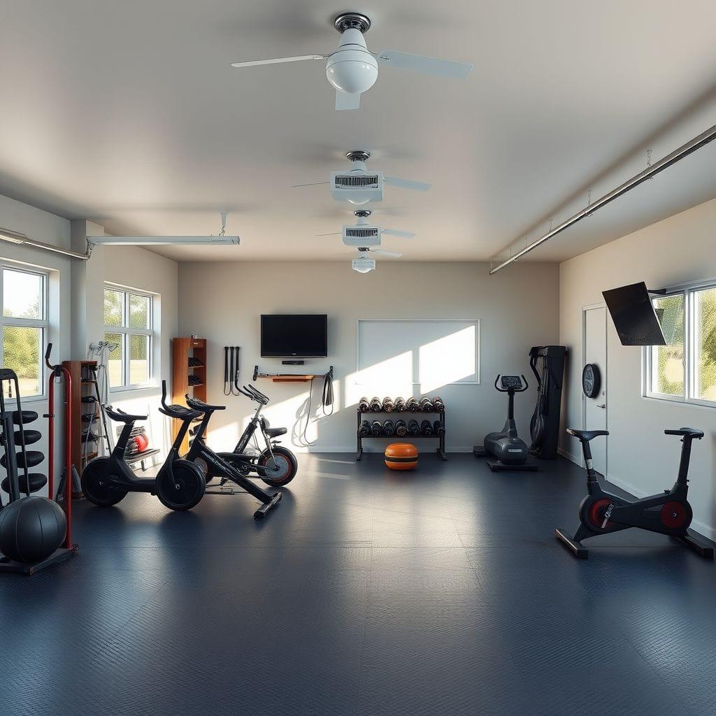 Contemporary garage gym - AI Generated