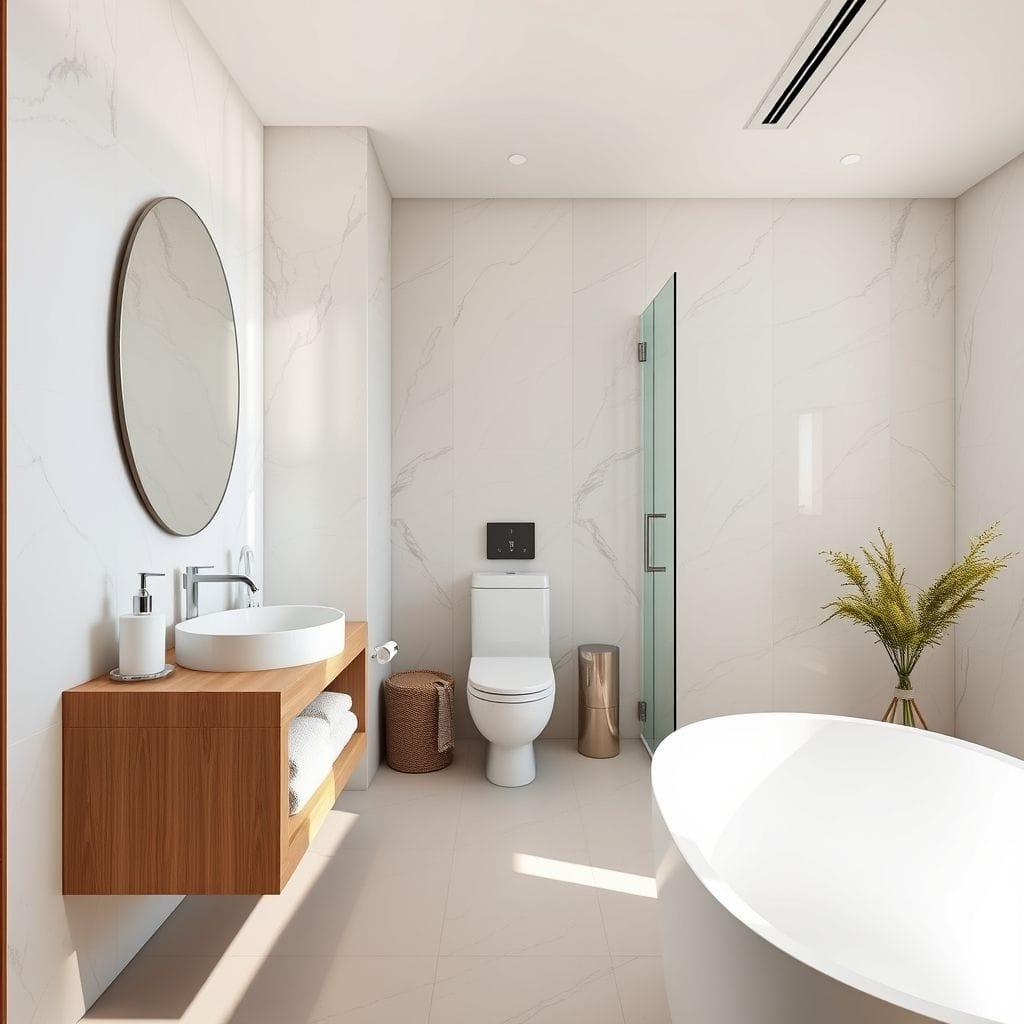 Contemporary hotel bathroom - AI Generated