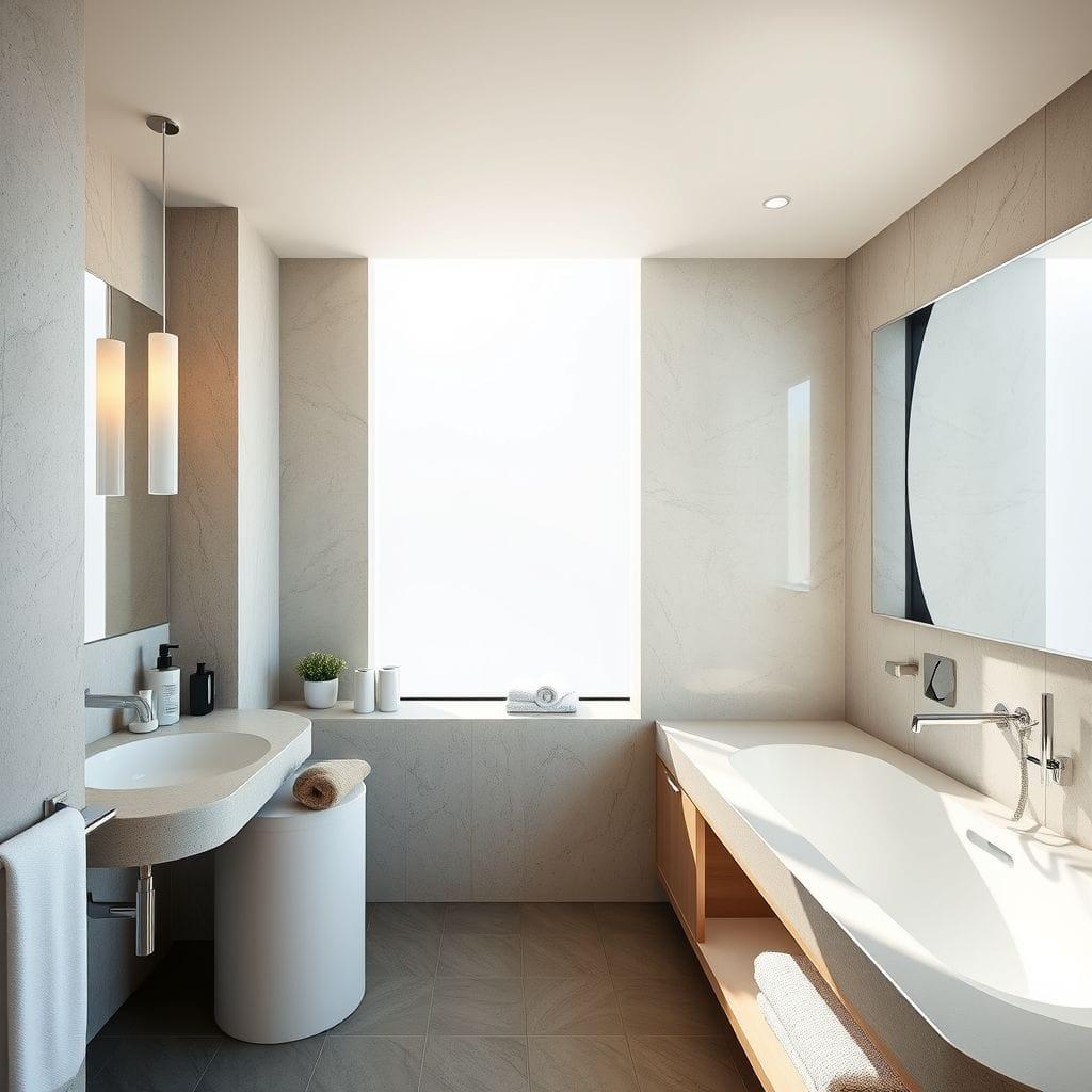 Contemporary hotel bathroom - AI Generated