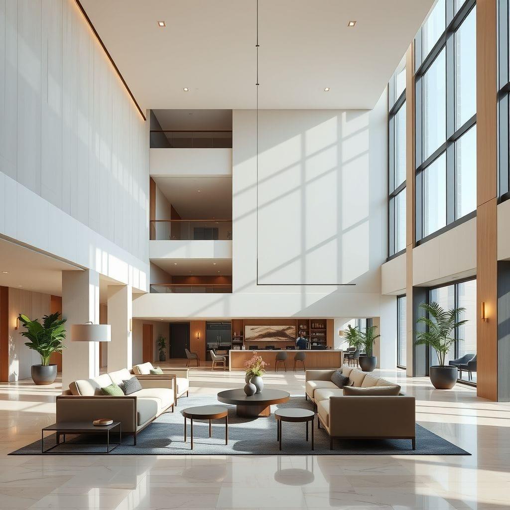 Contemporary hotel lobby - AI Generated