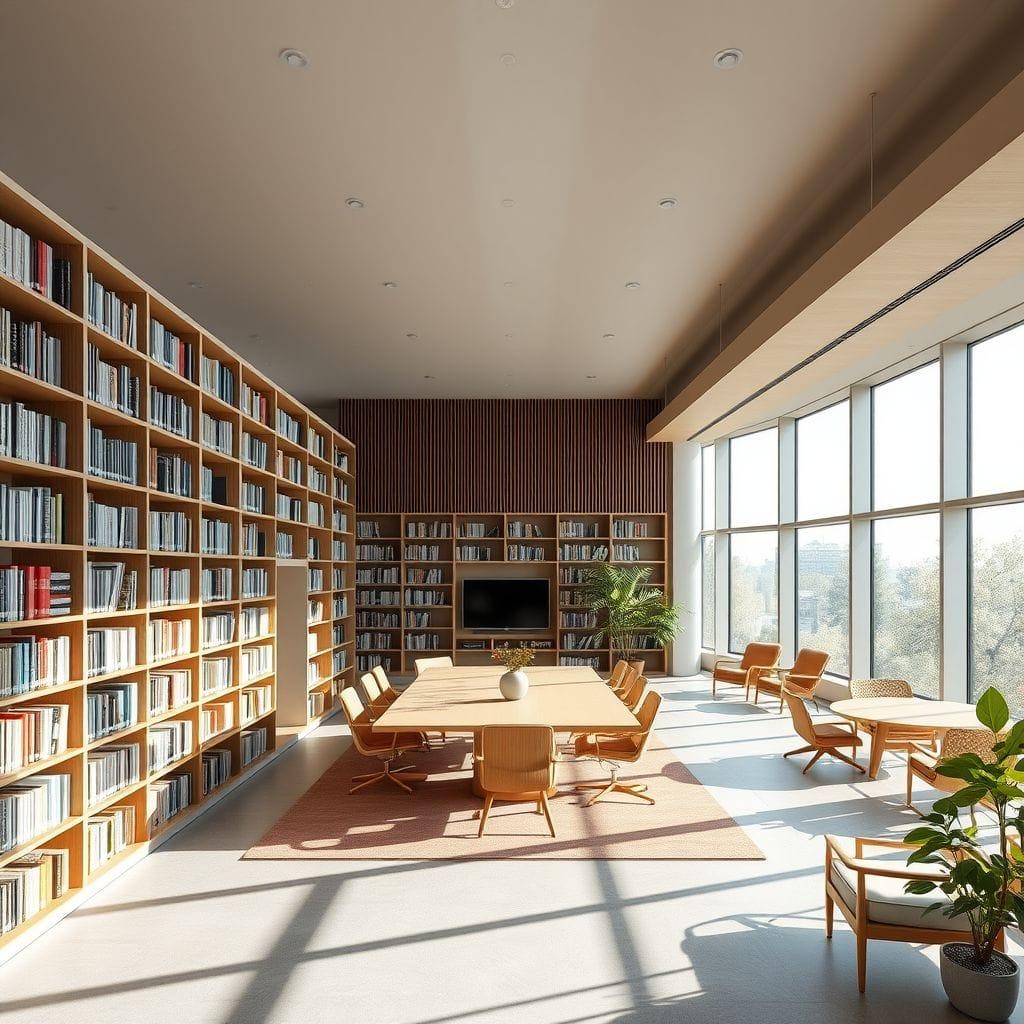 Contemporary library - AI Generated